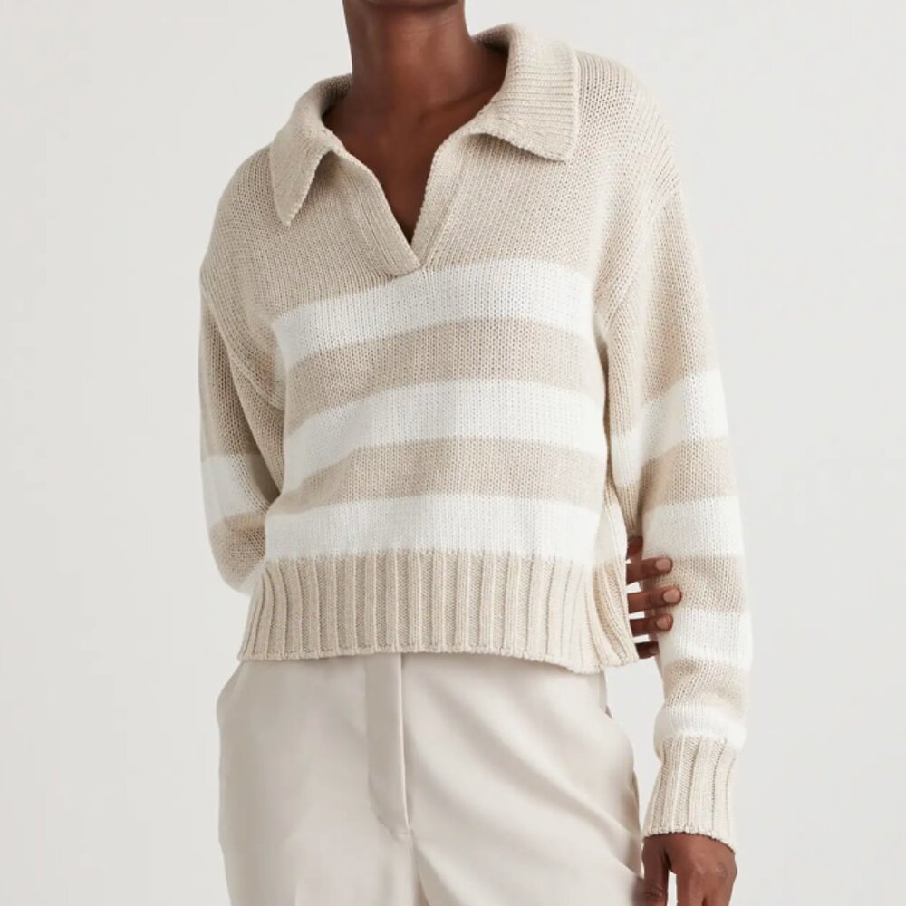 Quince -100% Organic Cropped Cotton Polo Sweater